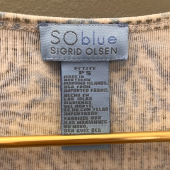 Sigrid Olsen So Blue Green Top Shirt Tee Blouse y2k Trendy Ombre Comfy Sz S EUC - Picture 3 of 3